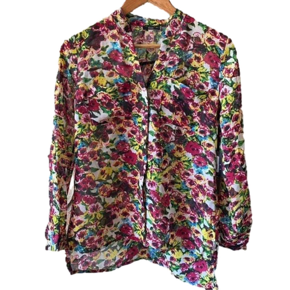 🆕 Dex Sheer Floral Rose Print Long Sleeve